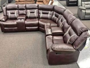 New Reclining Sectional. Brown Gel Leatherette. 106”x106”. Free Delivery!