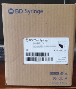 BD 20 mL Luer‑Lok Syringes (50‑Count, No Needles) – Brand New Sealed Box