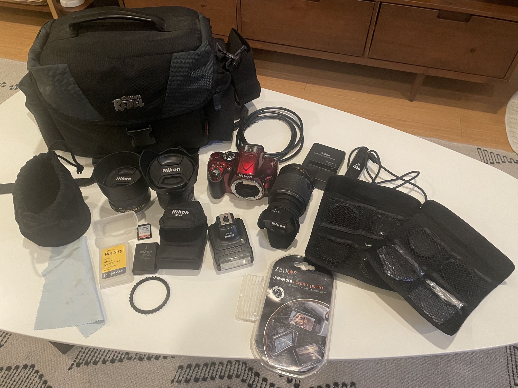 Nikon D5200 DSLR w/ 3 Lenses & Equipment
