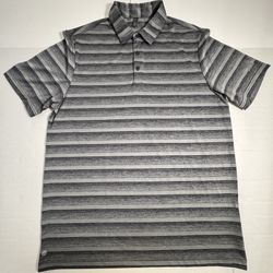 Pre Owned Excellent  Adidas Aeroready  Golf Tennis  Polo  Stripe  Gray  Men  Size Large 