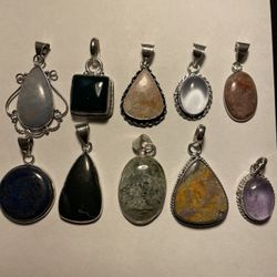 Genuine Sterling Silver 925 Stamped Pendants With Various Genuine Gemstones