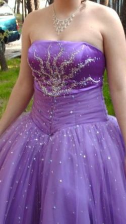 Sparkle Purple Prom Dress w/ Multi Color Beads & Sequins