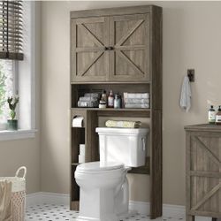 Farmhouse Over The Toilet Storage Cabinet Space Saver