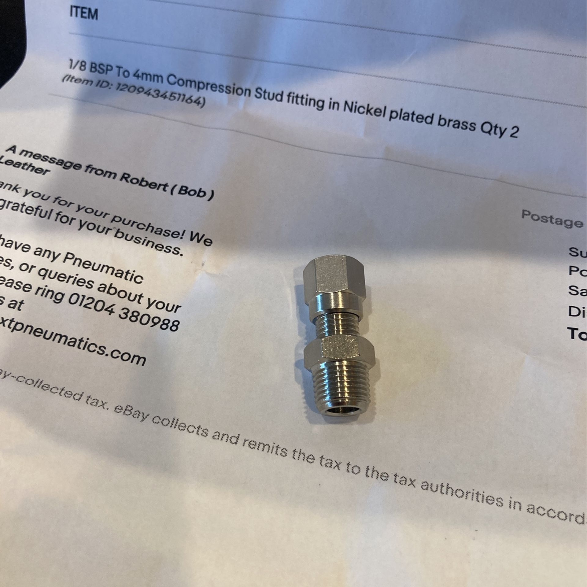 Compression fitting for brass OPV -Breville Dual Boiler