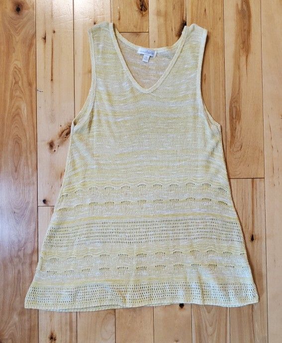 Charming Charlie's Yellow Crocheted Tunic Tank Top (S)