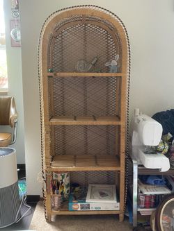 vintage rattan/wicker shelf!