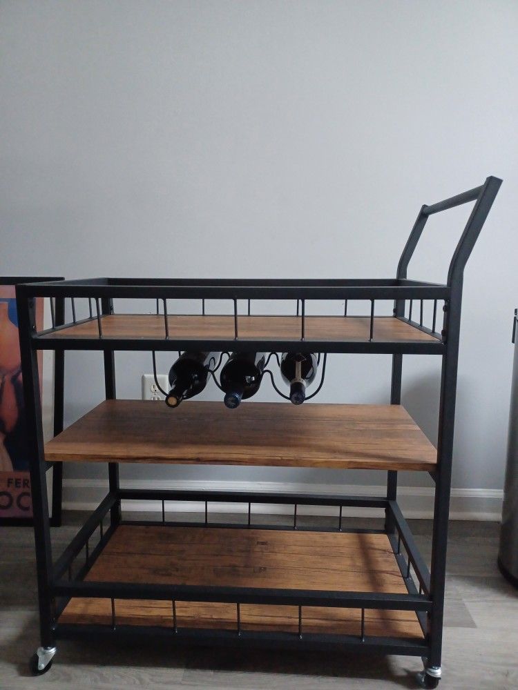 Bar Cart With Metal Frame