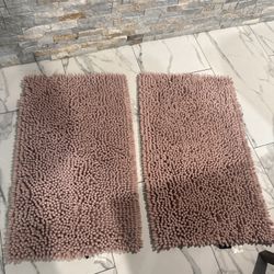 Set of Two Pink Bath Mats