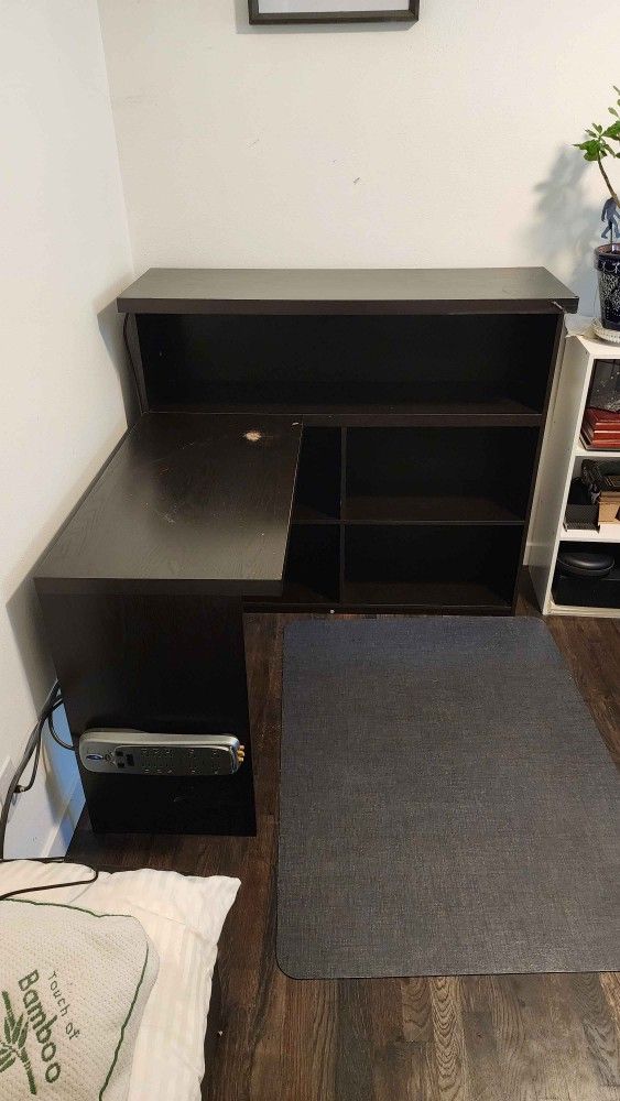 FREE Sturdy Sit And Stand Black Desk With Built In Bathroom Shelf for