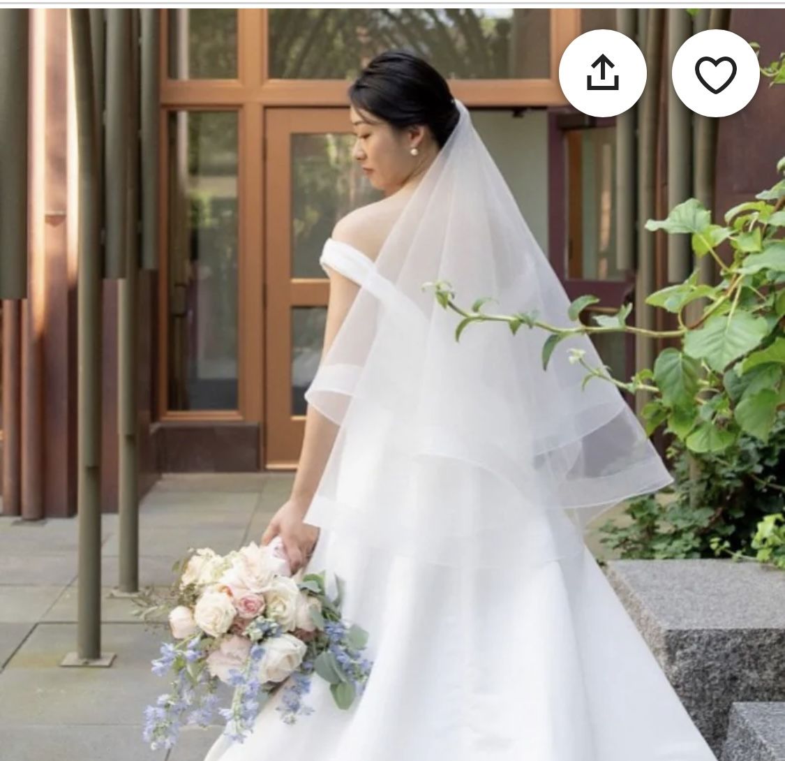 Horsehair trim drop veil in ivory 