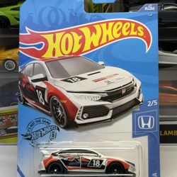 🇯🇵 HOT WHEELS 2017 - White/Orange/Black - 2018 Honda Civic TypeR - 81/250 - 1:64 Die Cast Toy