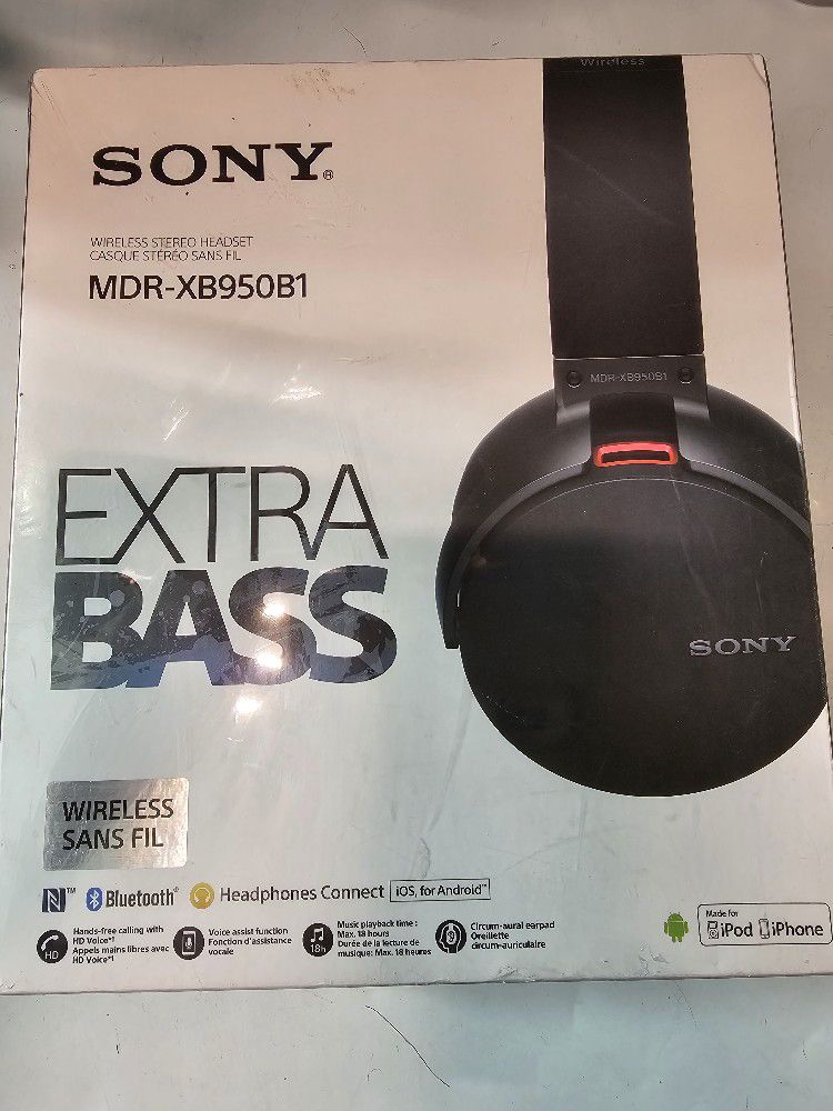 Sony Extra Bass Around Ear Wireless Headphone - Black (MDRXB950B1)