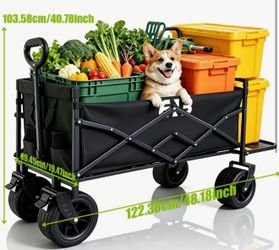 Outdoor Folding Cart with All-Terrain Wheels: Heavy-Duty, High-Capacity, Multi-Purpose Shopping Cart, Garden Cart, Utility Cart, Beach CartLightweight