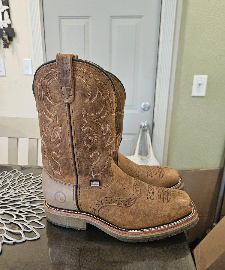 Double H Dwight Square Steel Toe Western ICE Roper Work Boots Men's Size 9.5 D