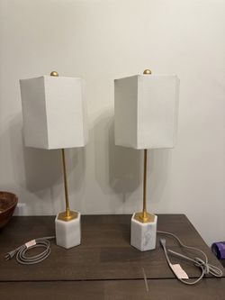 Pair of Safavieh Magdalene 29” Marble Table Lamps