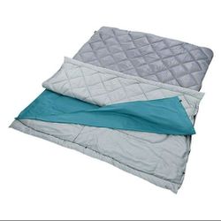 (2-Person) 45-Degree Warm Weather Rectangular Adult Sleeping Bag, Gray, 66"x81"