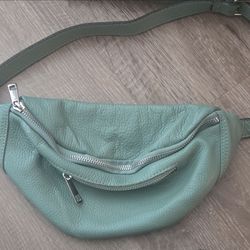 Green Leather Crossbody Fanny Pack Bag