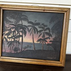 Beautiful Vintage Palm Tree Wall Art Unique Decor Frame
