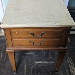 MARBLE/ WALNUT COFFEE TABLE and  END TABLES