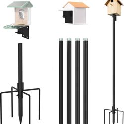 Bird House Pole Mount Kit 80 Inch-Adjustable Hummingbird Bird Feeder Post- Black