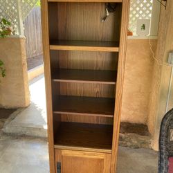 Solid Oak Mission-Style Bookshelf / Media Cabinet