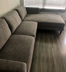 (Sold) Modern Gray L-Shape Sectional Sofa — Right Chaise