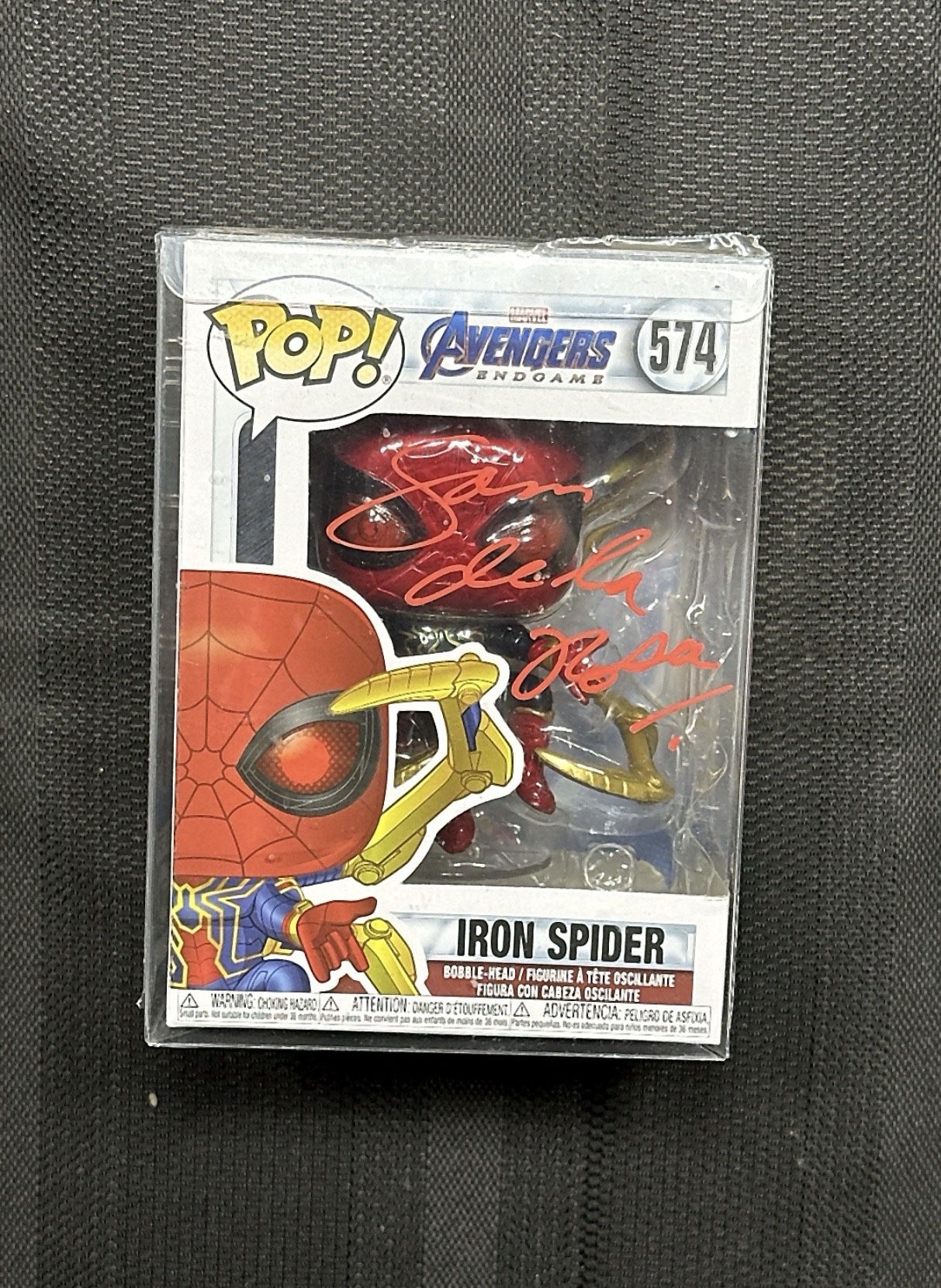 Signed Funko Pop Iron Spider #574 Sam De La Rosa SWAU Certified Marvel