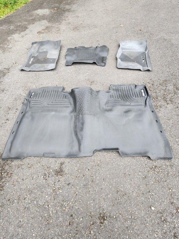 Husky Floor Liners, and Gearbox, Fit 2014 GMC SIERRA Double Cab