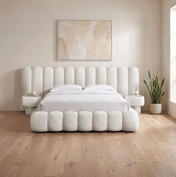 New Boucle Fabric Queen Bed