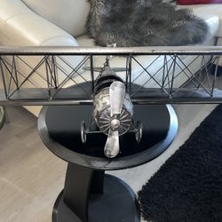 VTG Large Decorative Metal Biplane Airplane Propeller Model Aviation Sculpture