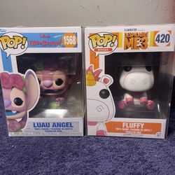 Funko Pop! Vinyl: Disney Lilo Stitch Luau Angel #1568 & Despicable Me Fluffy Lot