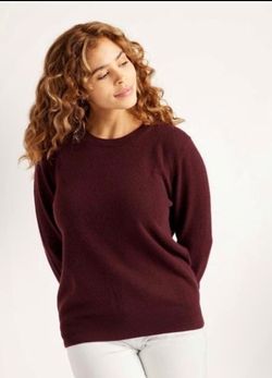 Quince 100% Cashmere Crewneck Sweater Burgundy Size M New