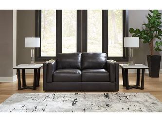 Ashley Furniture Loveseat Genuine Black Leather 