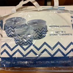 Modern Elegance legance set of 3 storage Baskets NIB