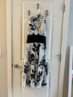 Black And White Halter Cocktail Dress