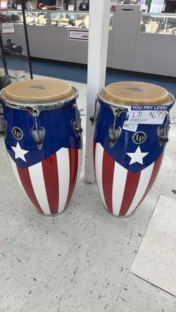 LP Conga Drums Pair Puerto Rico Flag