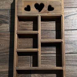 Vintage wooden rack/shelves with heart shape cutout