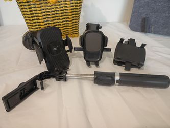 Cell phone holders & selfie stick bundle