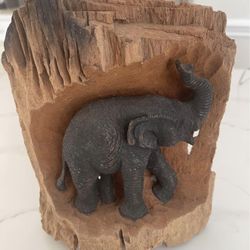 Black Elephant Wood Carving Craft