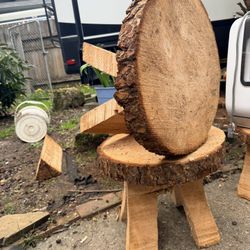 2 Rough Cut Fir Wood Stools/seat/ Plant Holder