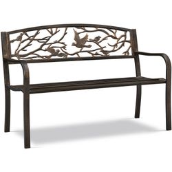 Patio Garden Bench Park Yard Outdoor Furniture Vintage Bird Pattern Cast Iron Porch Chair