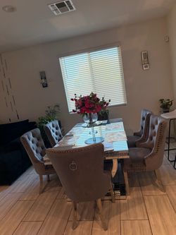 Glass Table 6 Chairs