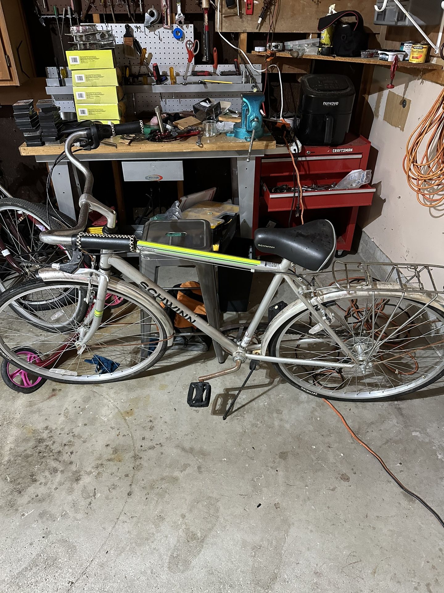 Schwinn Wayfarer Adult Hybrid Bike, Mens and Womens, Step-Over or Step-Through Frame Options, 7-Speed Drivetrain, Rear Rack, 700C Wheels