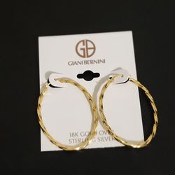Giani Bernini Twisted Oval Hoop Earrings 40mm Gold Over Sterling Silver