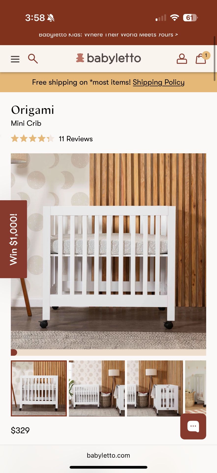Baby Leto Origami Mini Crib