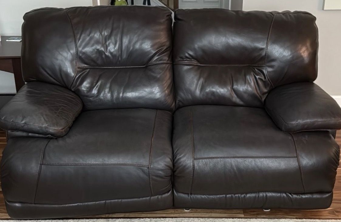 Leather Loveseat Individual Recliners