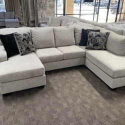 Grey Double Chaise Sectional Couch