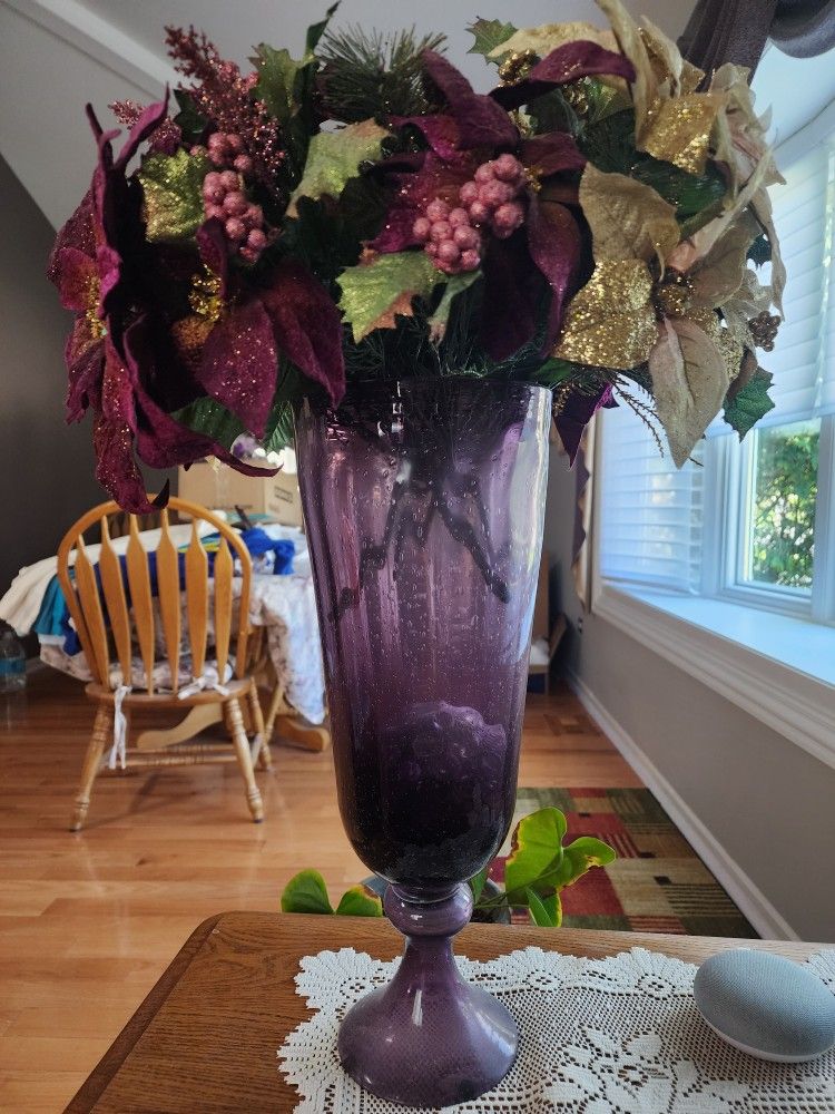 Purple Large Vase With Flowers