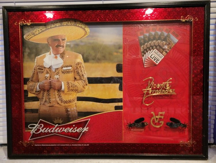 VICENTE FERNANDEZ SIGN BUDWEISER TICKETS COLLECTOR BEAUTIFUL EL REY DE LAS RANCHERAS