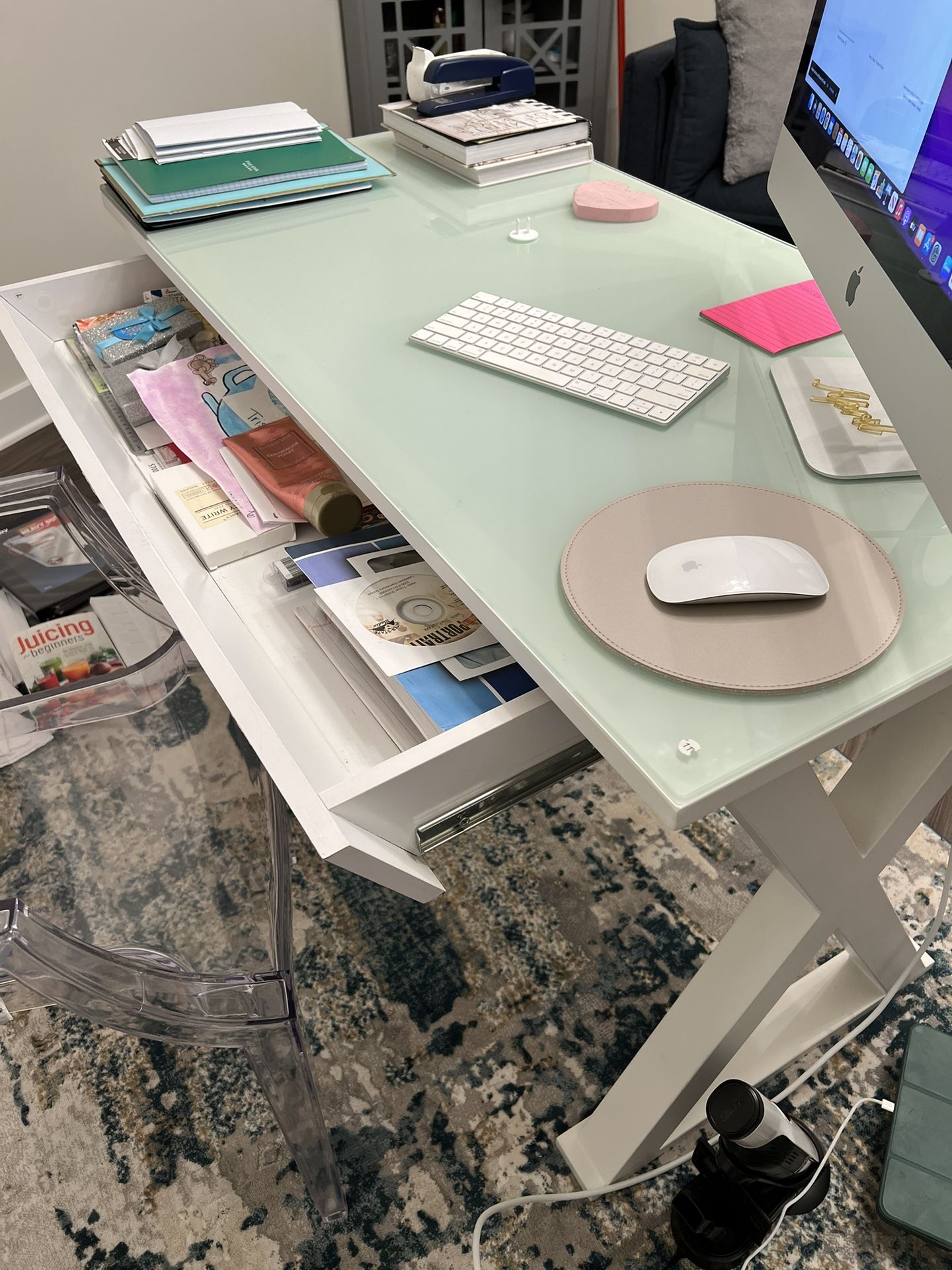 Montclair Glass Desk (Wayfair) WHITE
